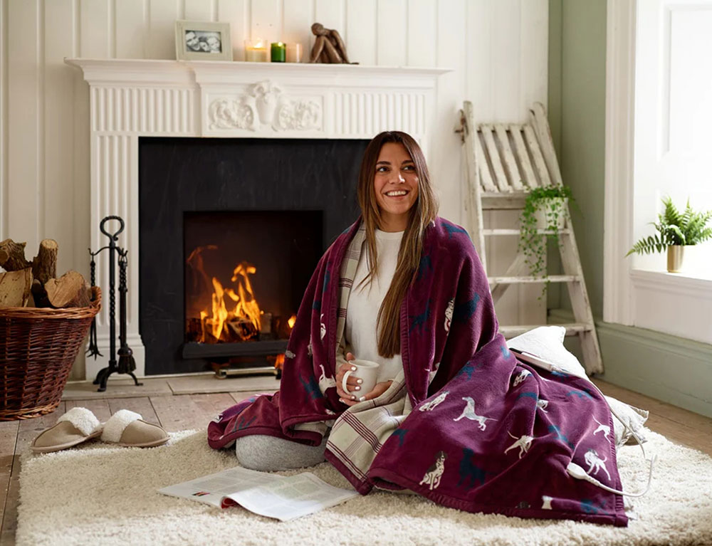 Purple dog patterned The Lyndon Company Electric Heated Coco Touch Throw