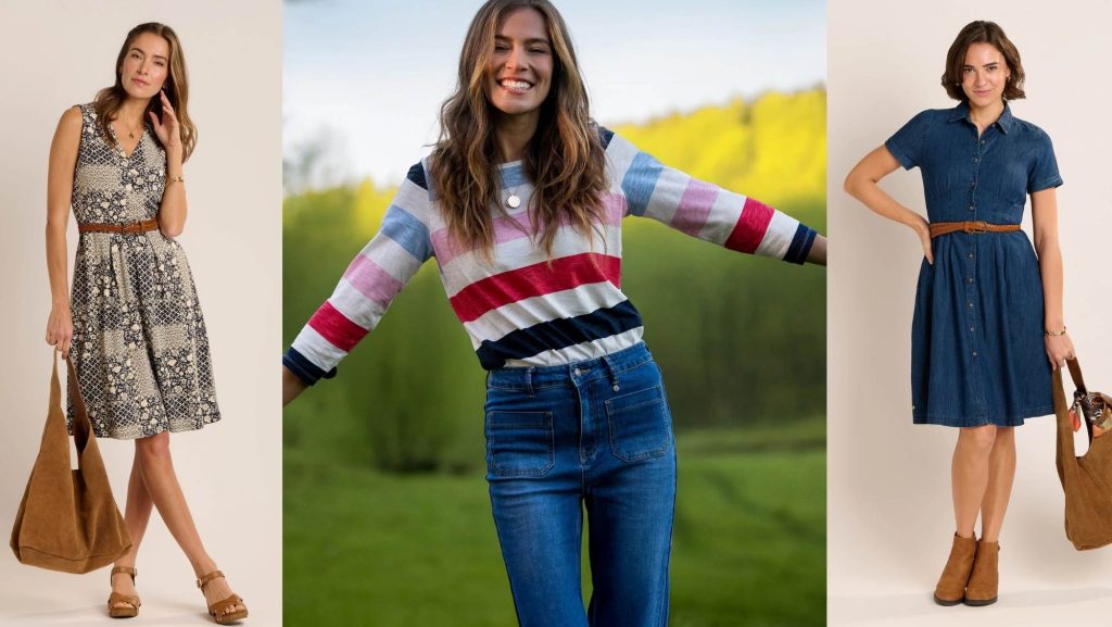 Brakeburn ladies dresses and casual outfit with striped top and denim jeans