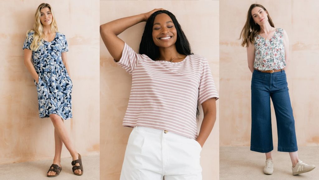 Lily & Me ladies summer outfits including dresses, striped top and wide leg trousers