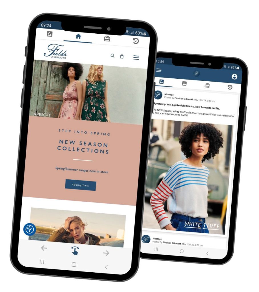 Fields of Sidmouth Loyalty Reward app on mobile phones