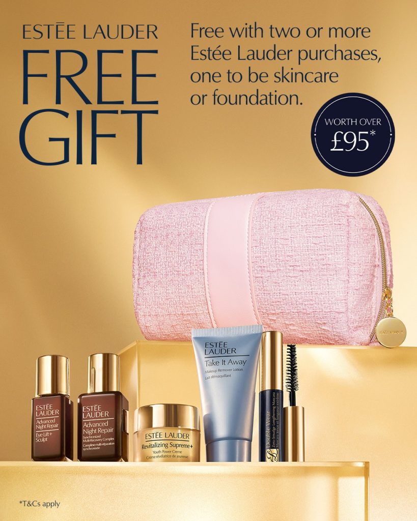 Estée Lauder free gift worth over £95 with two or more Estée Lauder purchases at Fields of Sidmouth
